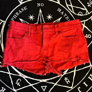 Bright red madewell cutoff shorts